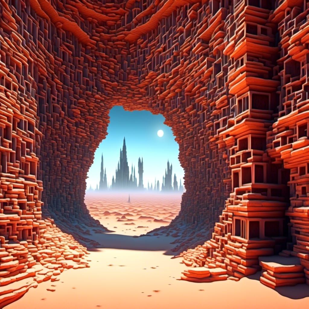 Surreal Desert Wall with Cocoons at Twilight