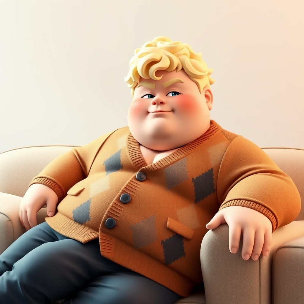 Confident Chibi Man in Kawaii 3D Anime Style