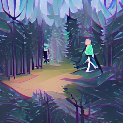 Person Walking Through a Forest