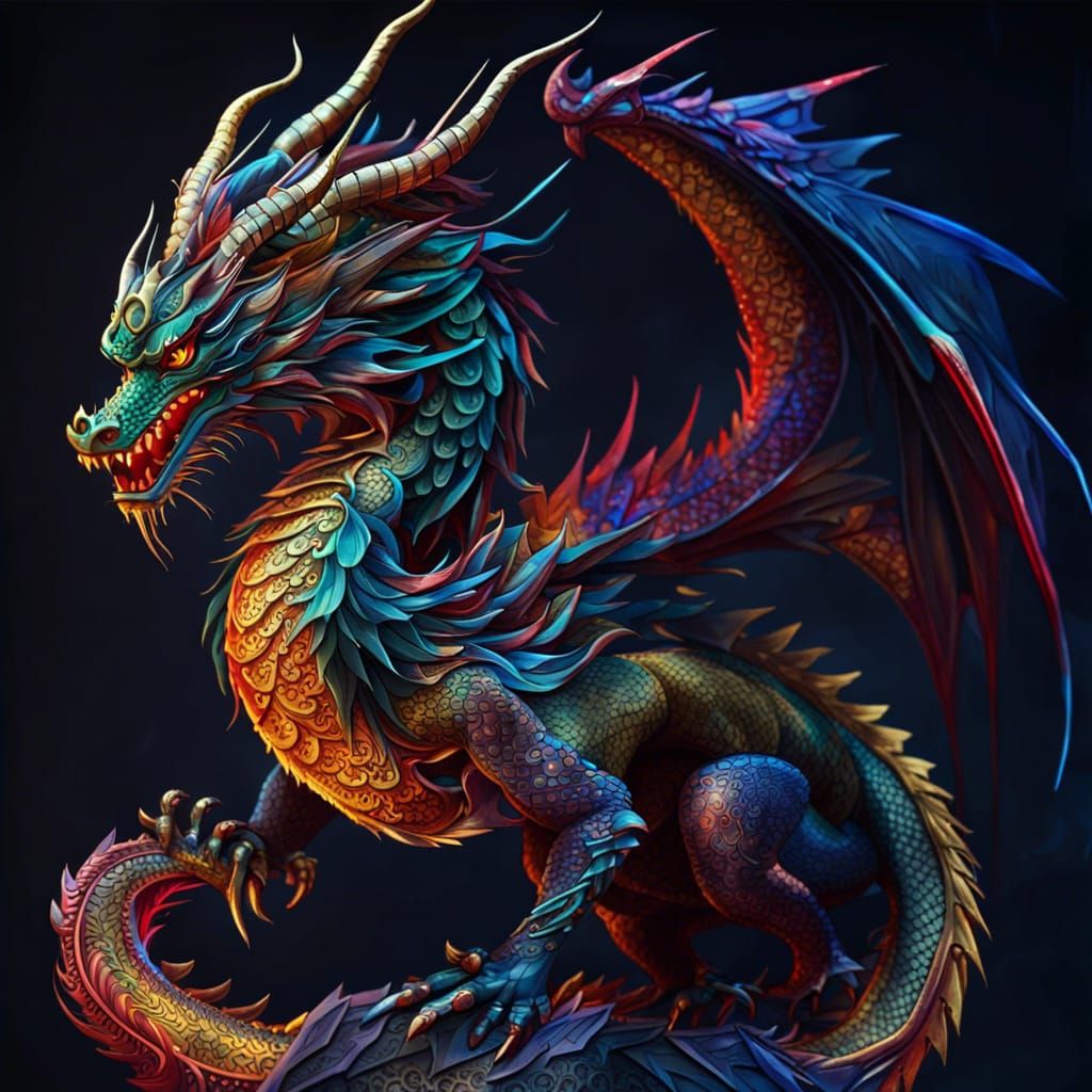 Detailed Chinese Dragon in Anime Style