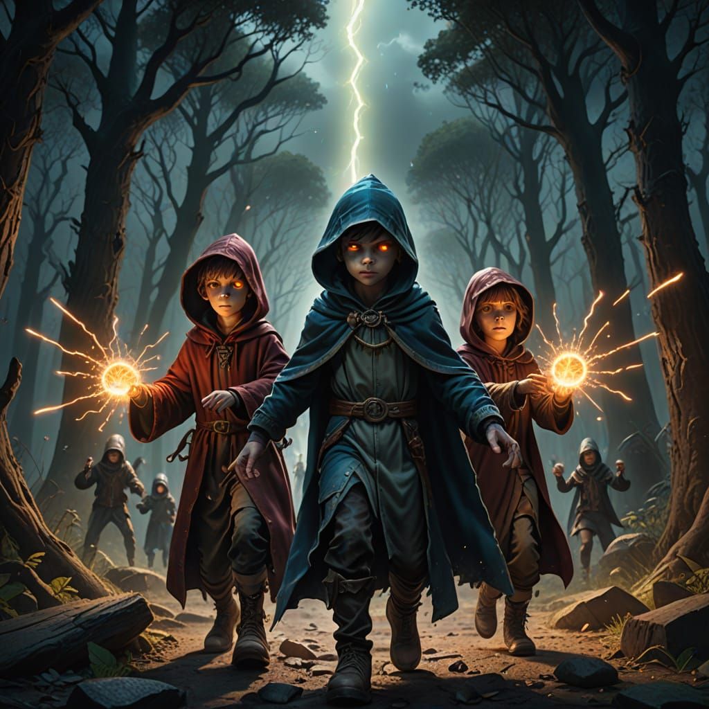 Children Unleash Energy in Fantasy Concept Art
