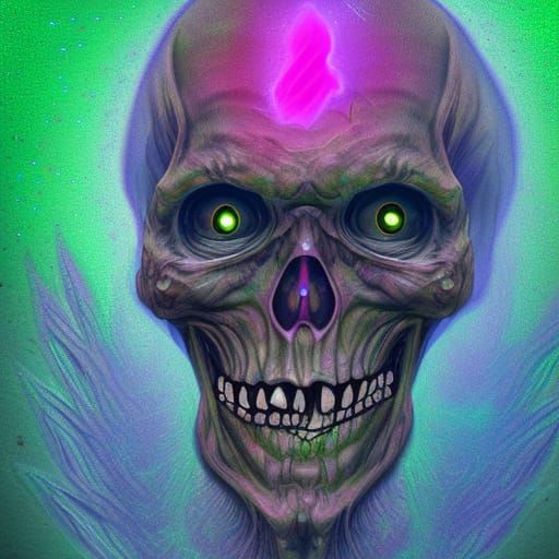 Crypt Keeper in Cosmic Holographic Illustration