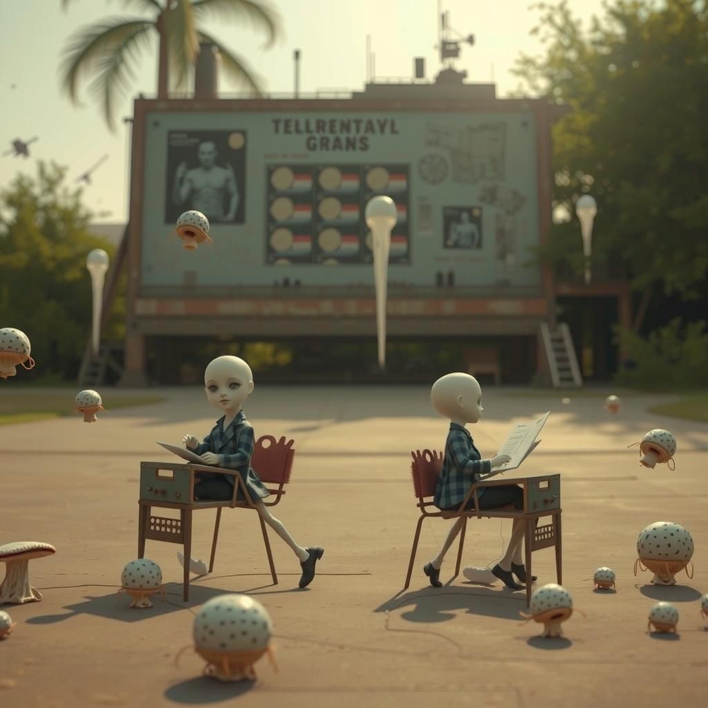 Dystopian Bureaucrats Counting Alien Mushrooms