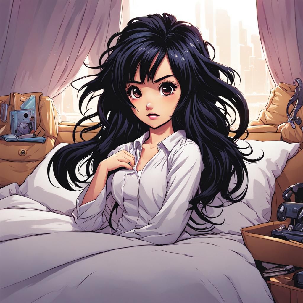Chibi Girl Waking Up in Comic Book Art Style
