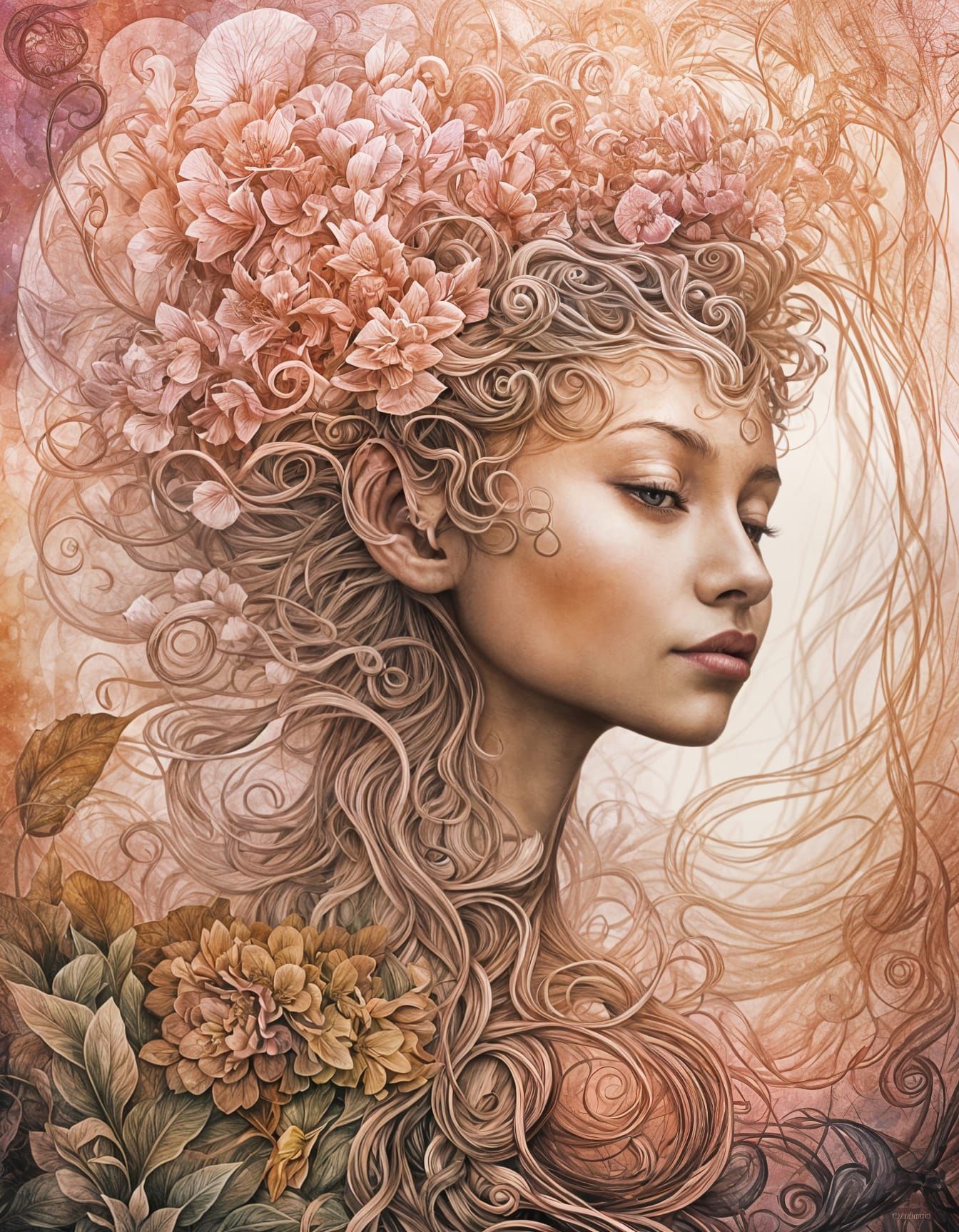 Bioluminescent Elf Child: Rococo Optical Art