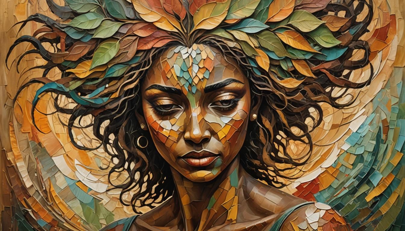 Woman Embracing Seasons as Abstract Expressionism