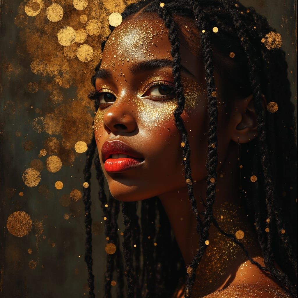 Elegant African Goddess Portrait in Textured Oil Style