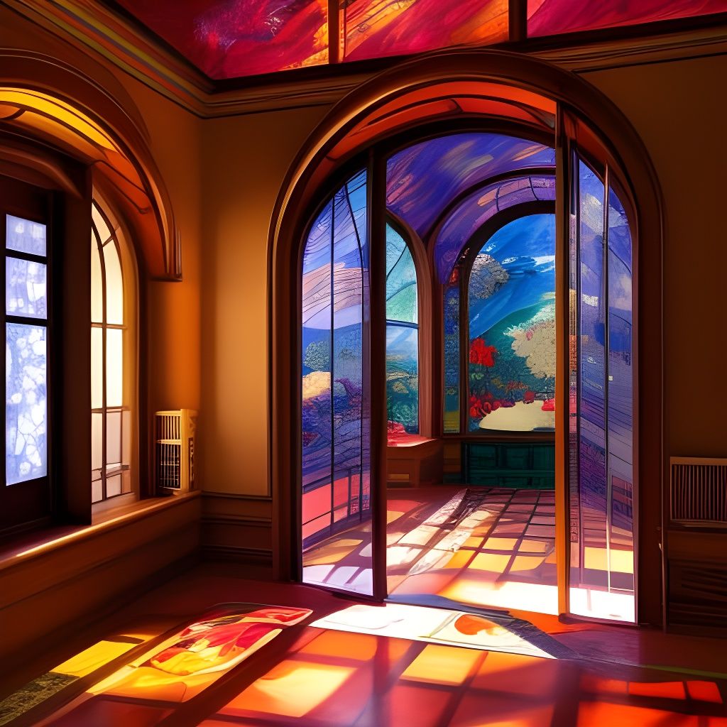 Detailed Art Studio in Conservatory Serre: Oil Painting