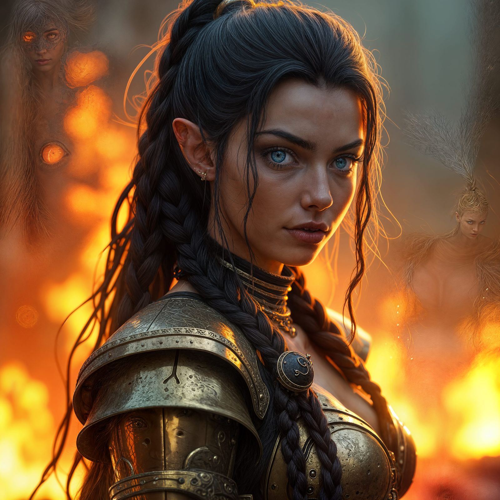 Vibrant Female Warrior in Detailed 3D Anime Style