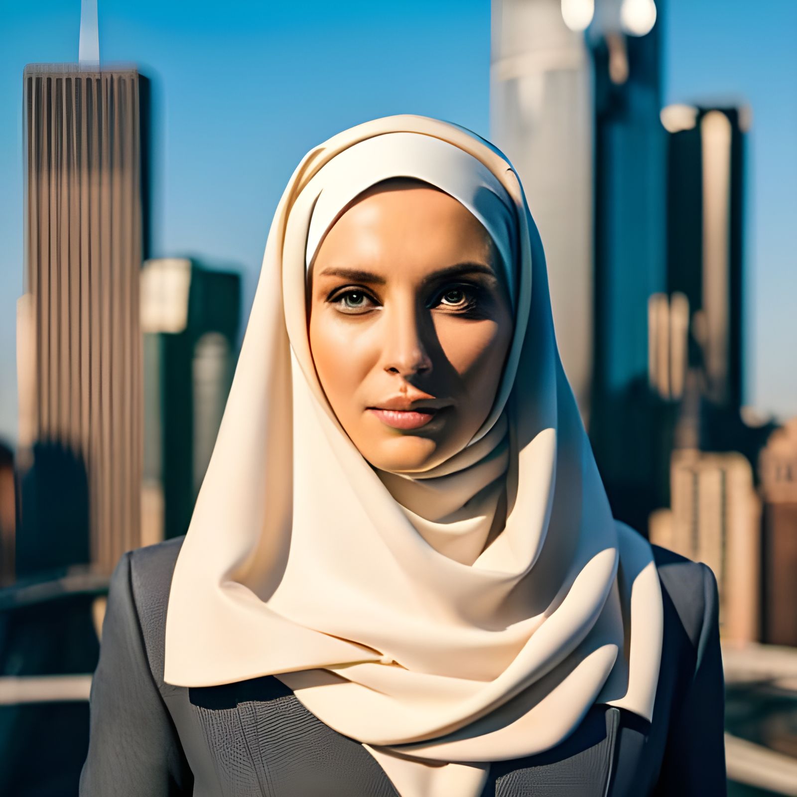 Beautiful German Woman in Hijab Hyperrealistic Portrait