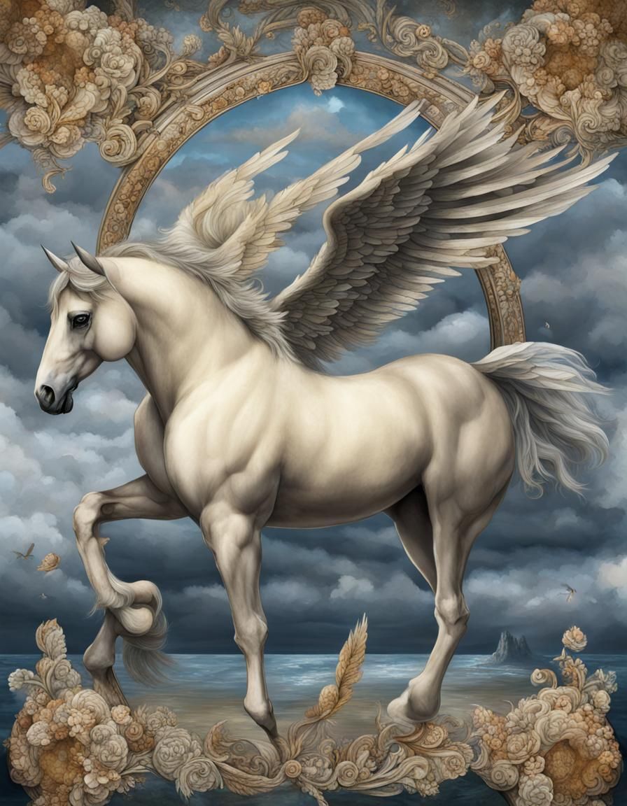 Majestic Pegasus Soaring Through the Clouds