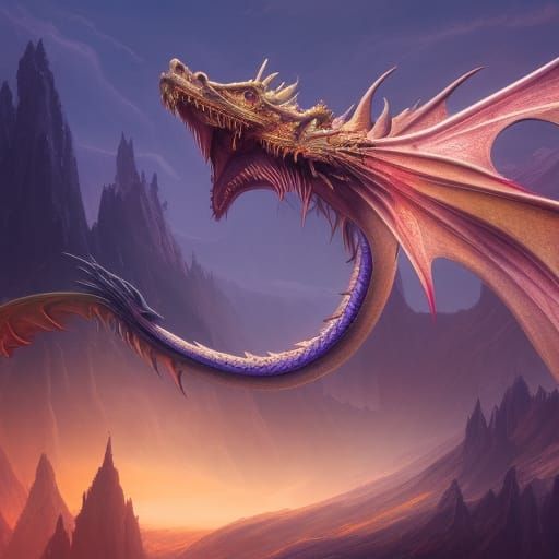 Fantastical Dragon Lily: Detailed Matte Painting