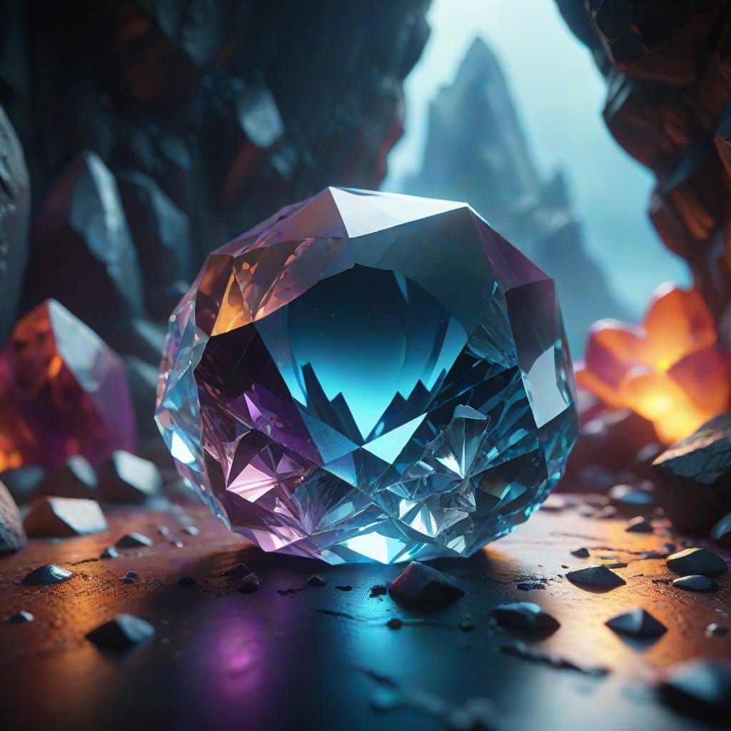 Vibrant Crystal Gemstone in a Moody, High-Definition Landsca...