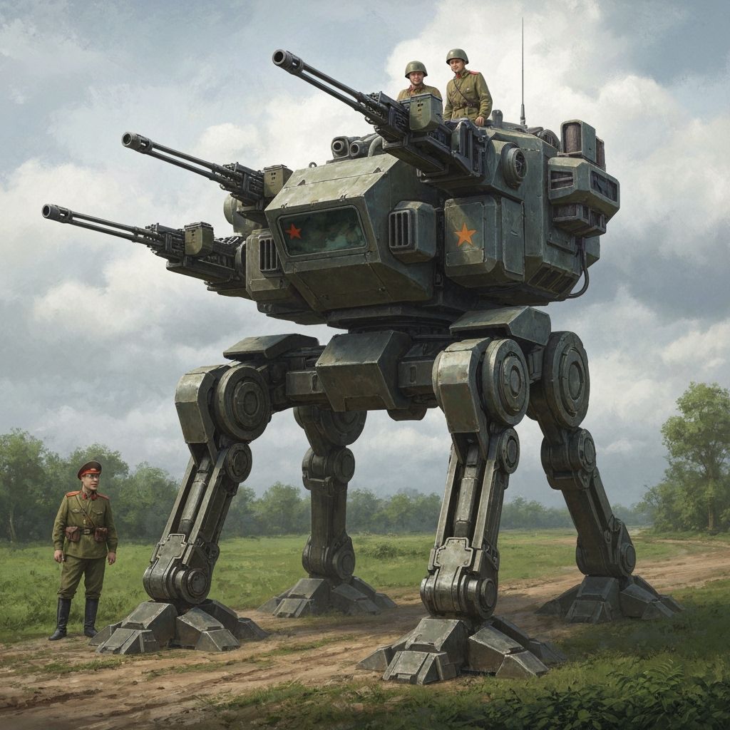Vietnam War Era Soviet Mecha Walker in Neoclassical Style