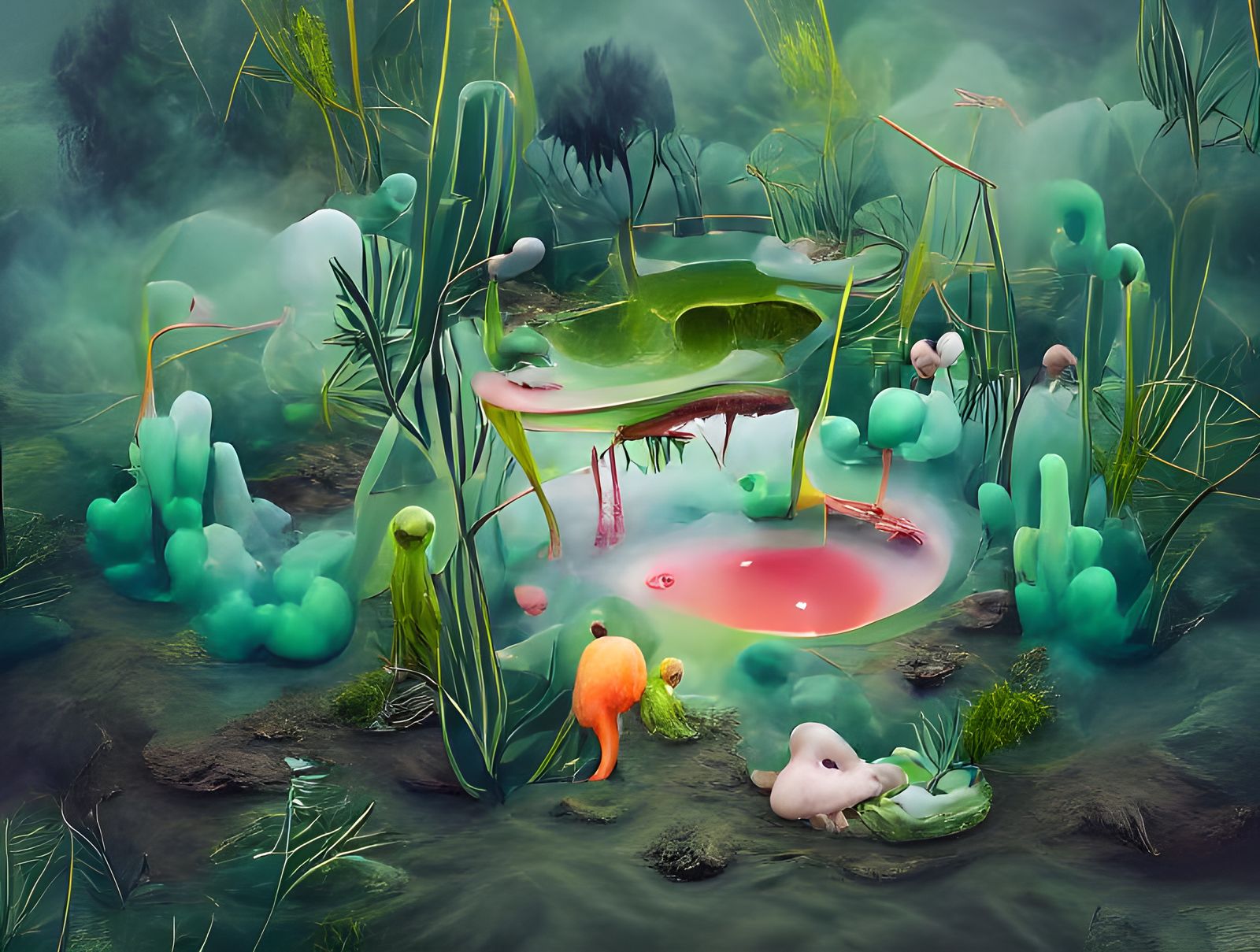 Otherworldly Jungle: Acidic Pond with Strange Critters