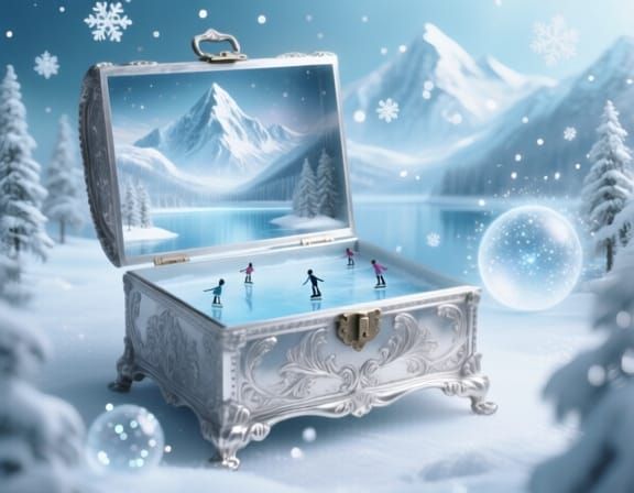 Ornate Silver Box Opens to Magical Winter Wonderland