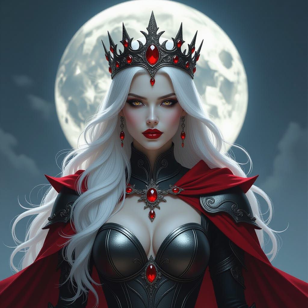 Regal Gothic Queen Under Full Moon
