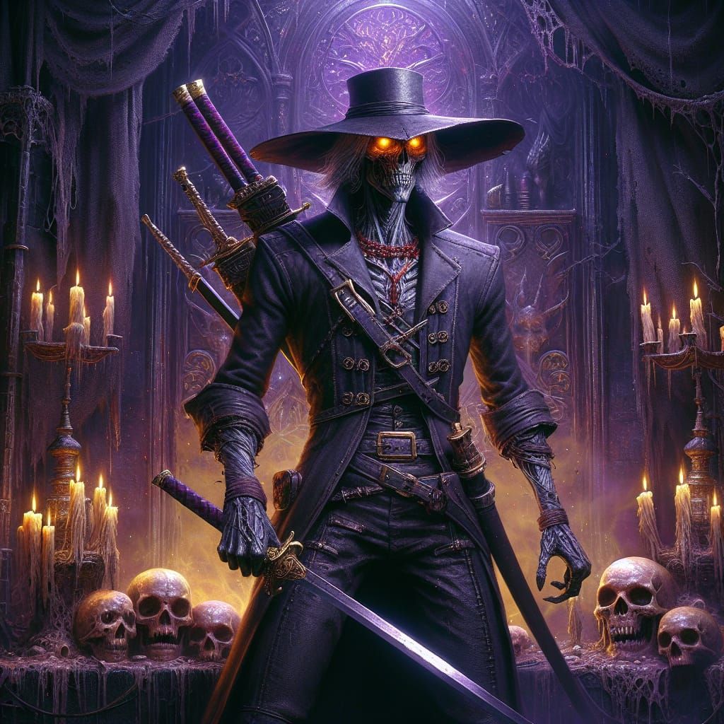 Dark Fantasy Swordsman at Skull Altar