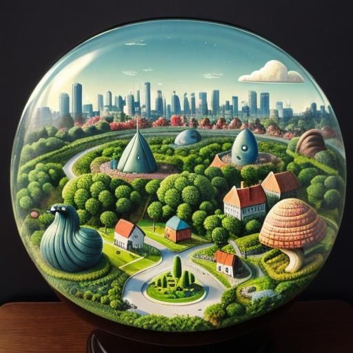 Cityscape Inside Giant Snail Shell: Tove Jansson Style