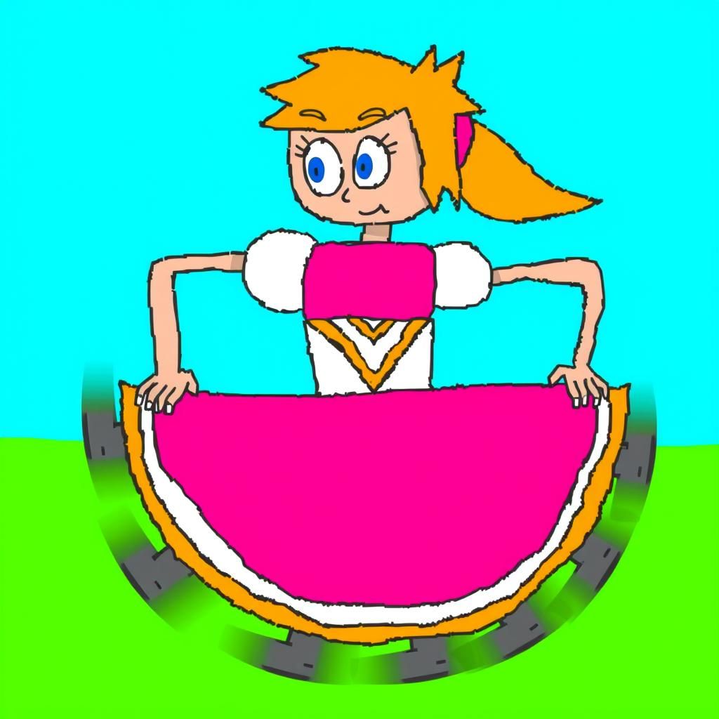 Cartoon Woman in Pink Dress Runs at Superhuman Speed