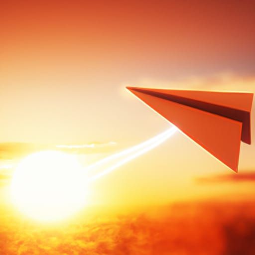 Paper Airplane Takes Flight at Sunrise