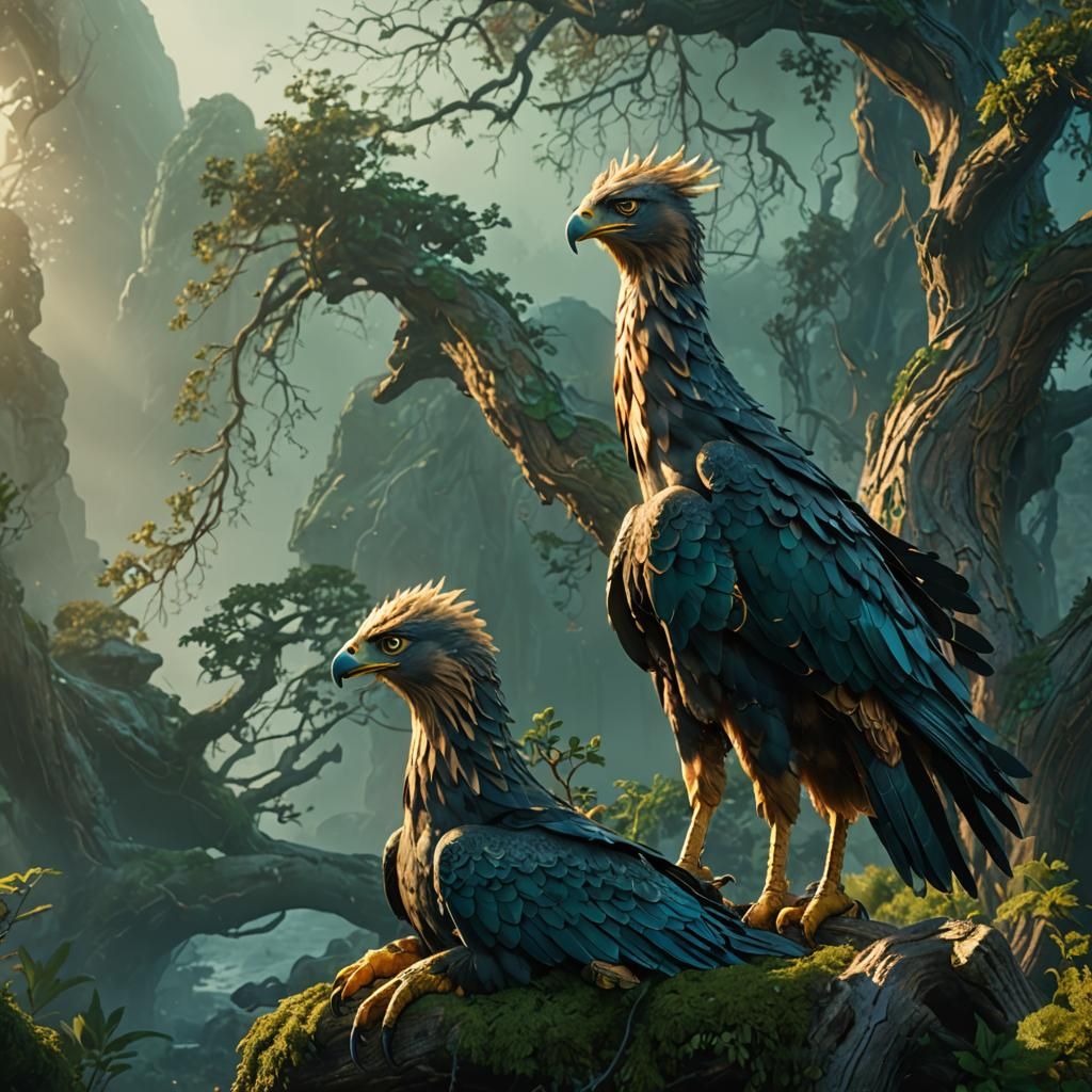 Regal Hawk in Fantasy Matte Painting Style
