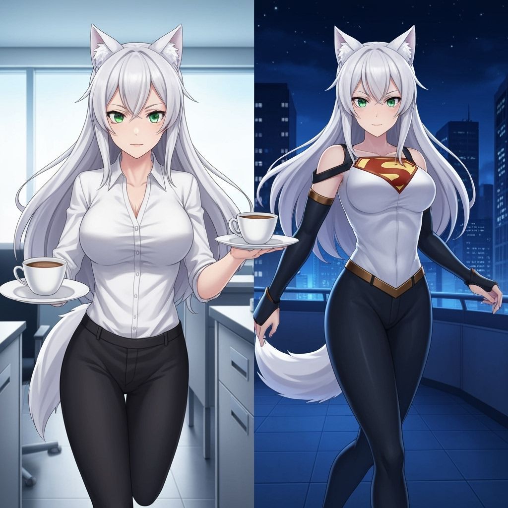 Anime Wolf-Girl Secretary and Superheroine