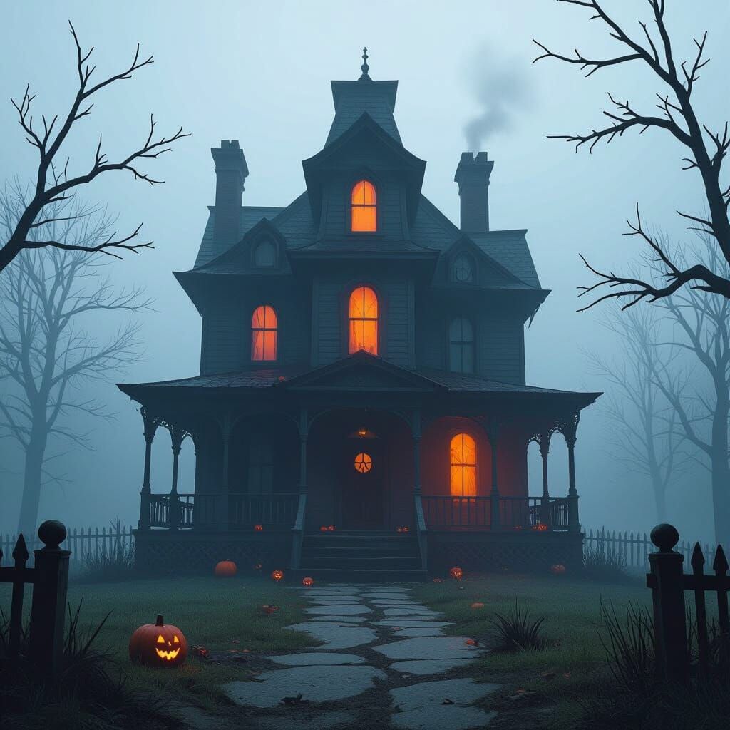 Spooky Horror House in 3D Comic Book Style