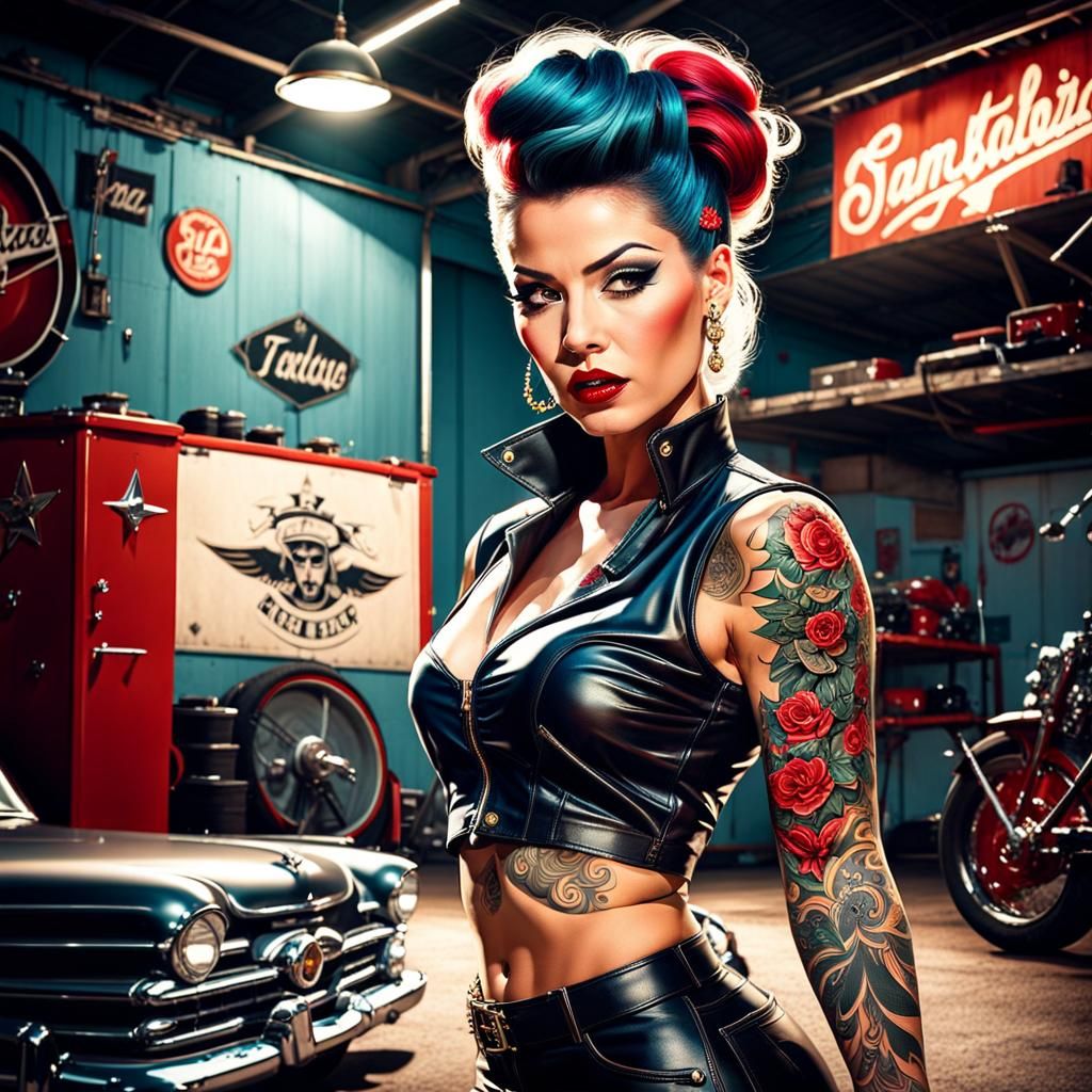 Rockabilly Pinup Girl With Tattoos
