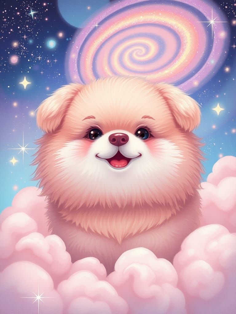 Whimsical Fantasy Manga Portrait of Joyful Pet