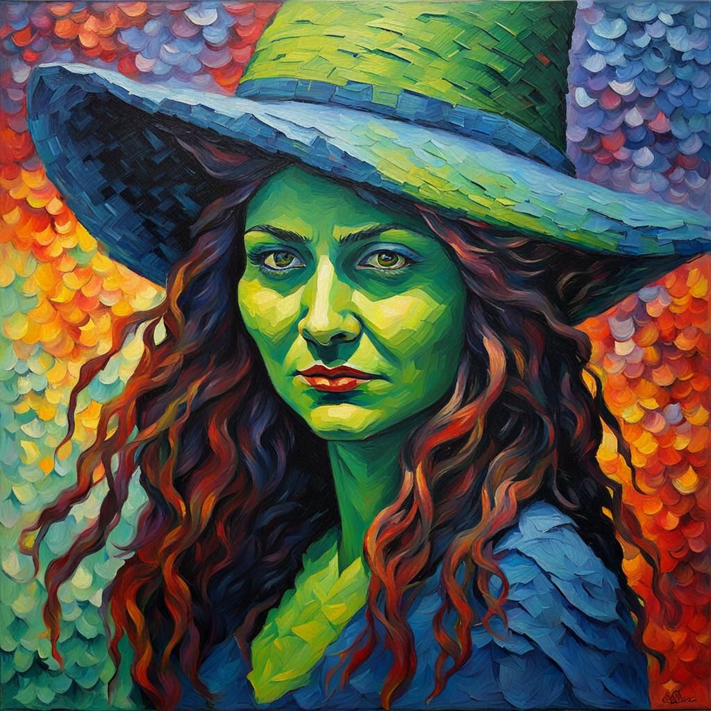 Elphaba in Expressionist Impasto Oil Painting