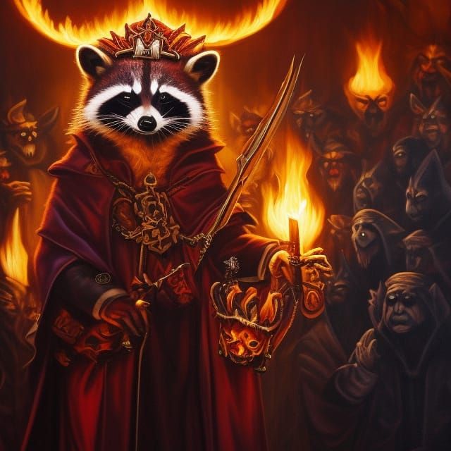 Demonic Raccoon Priest Sermon in Hellish Cathedral