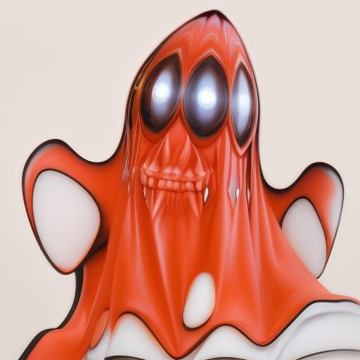 Adorable Red Ghost in Anime Style, 8k