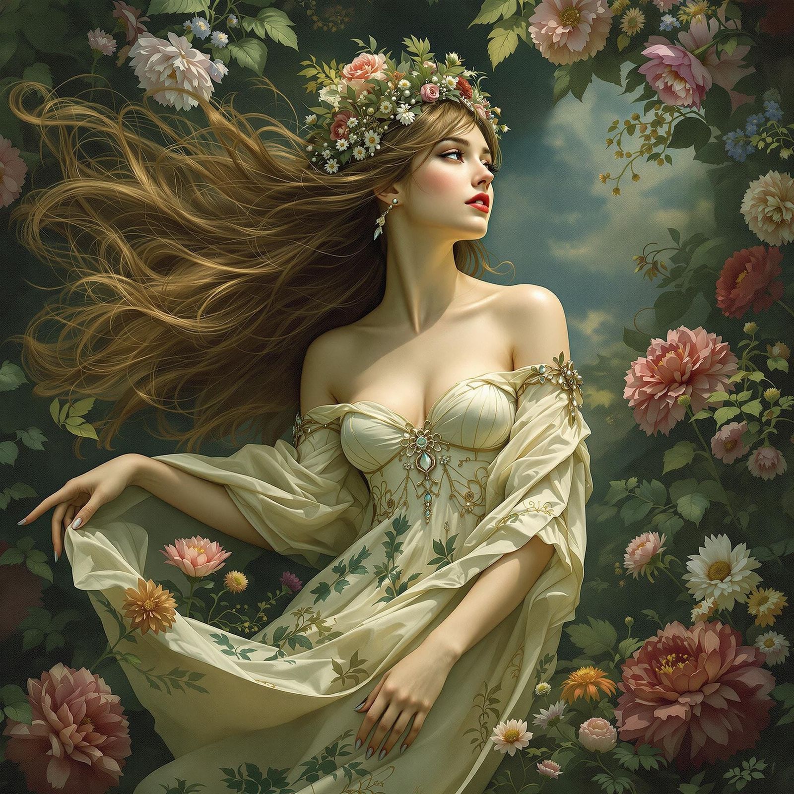 Majestic Woman in Art Nouveau Style