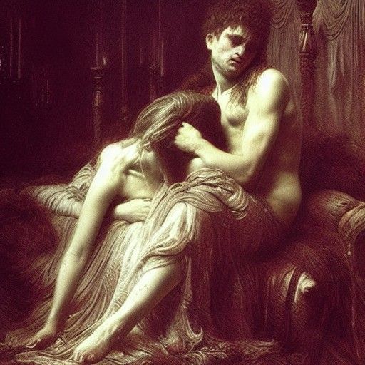 Decadent Princess with Dominant Lover in Horror Style