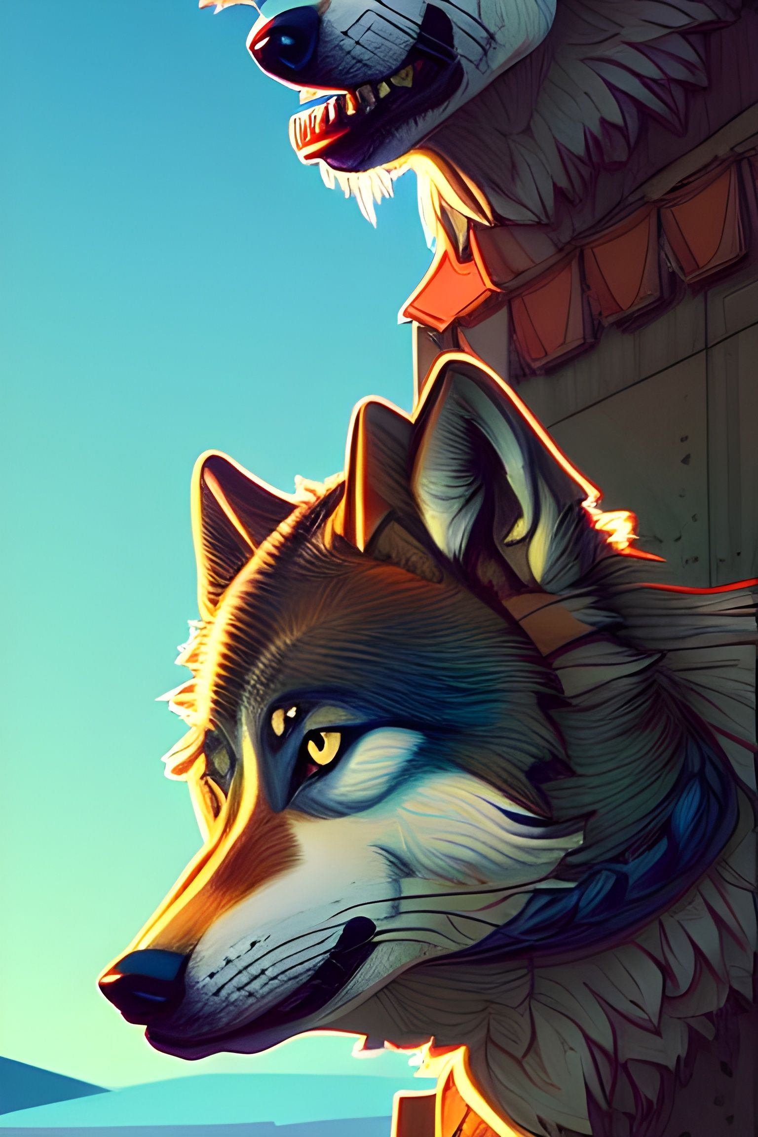 Wolf Portrait in Split, Croatia: Digital Art