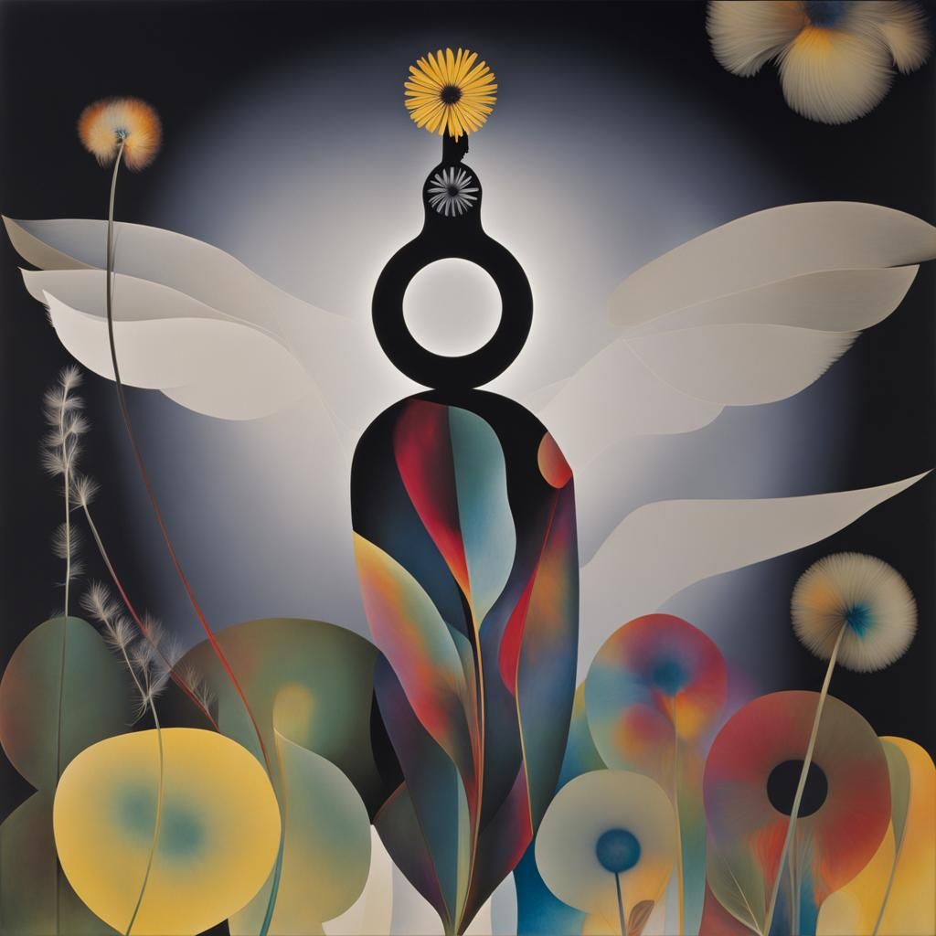 Floral Black Bird Dreamscape: Surreal Photogram