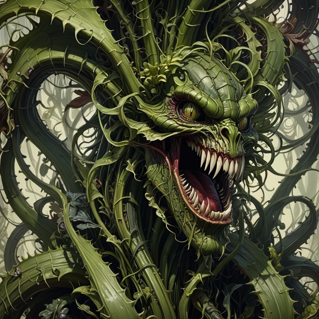 Carnivorous Plant Concept Art in Dark Fantasy Style