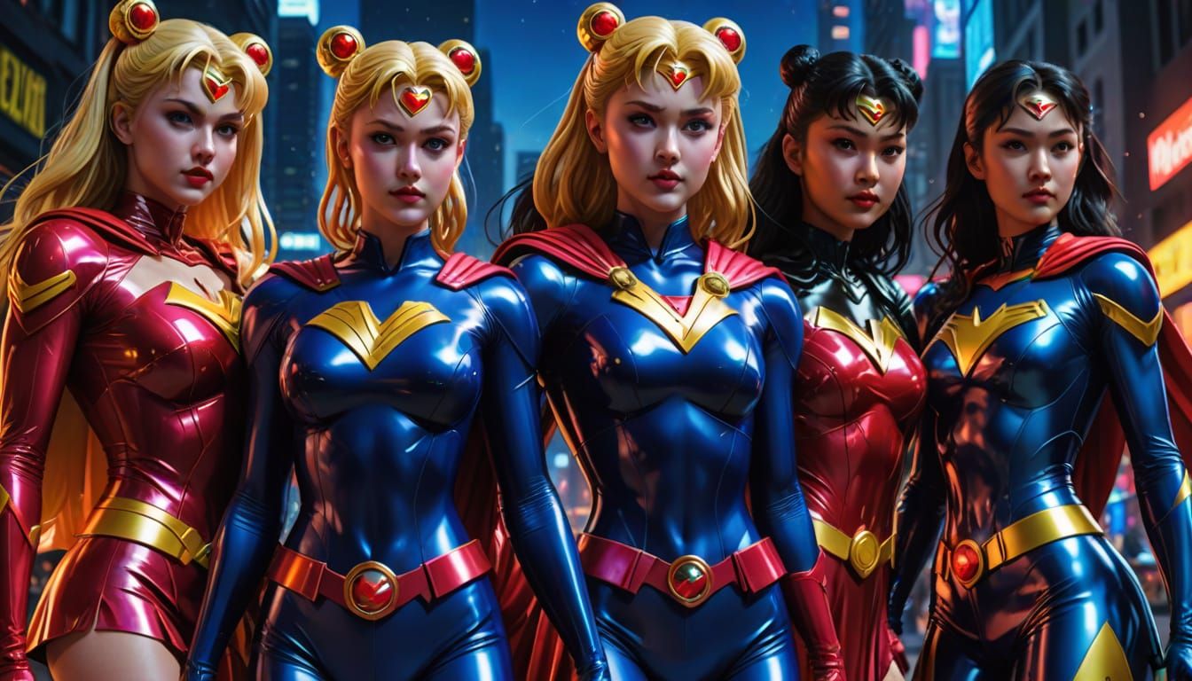 Sailor Moon Latex Supergirl in Hyper-Realistic Art