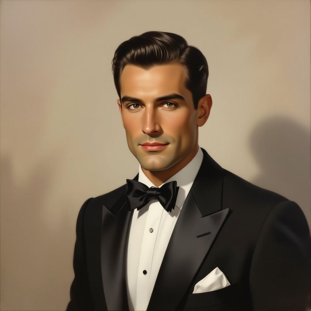 Elegant 1950s Gentleman Portrait in Sfumato Style