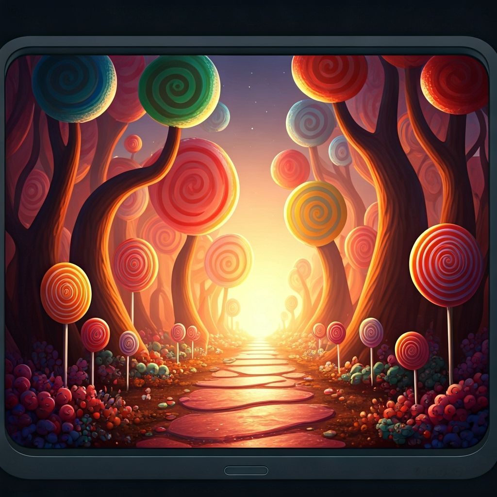 Colorful Fantasy Candy World on a Screen
