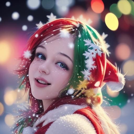 Festive Abstract Christmas Lights and Snowflakes