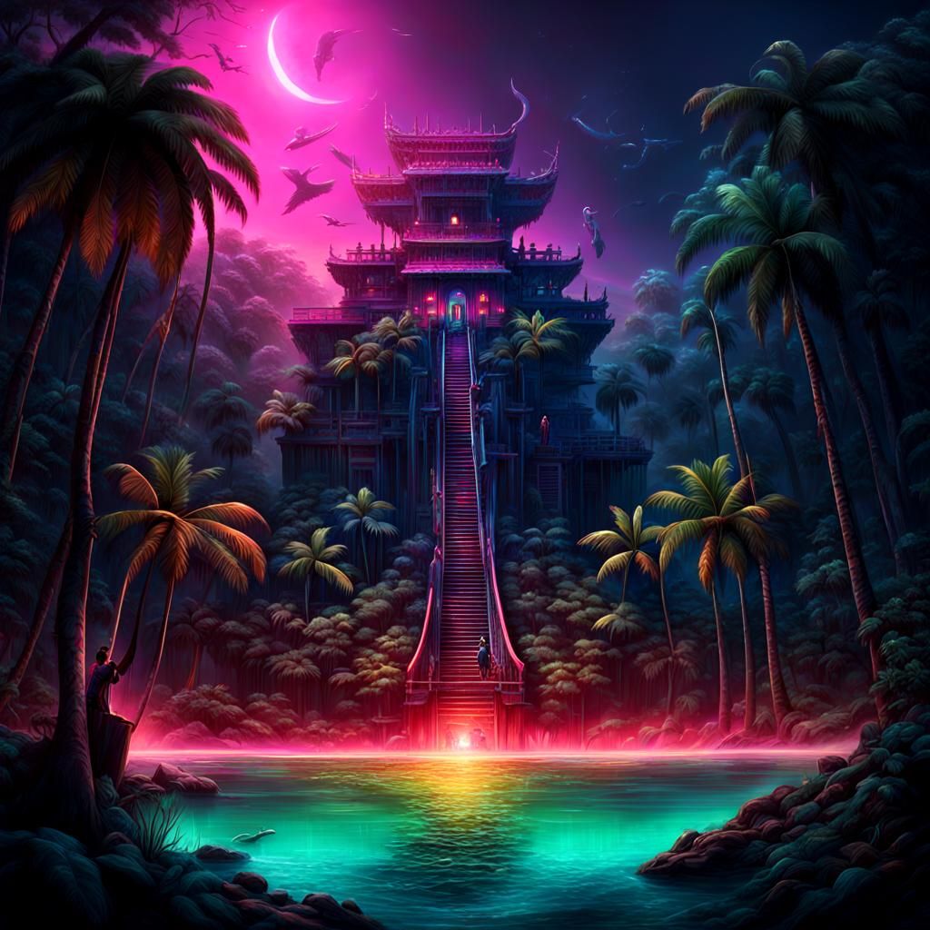 Neon Frog Relaxing in Amazon Swamp