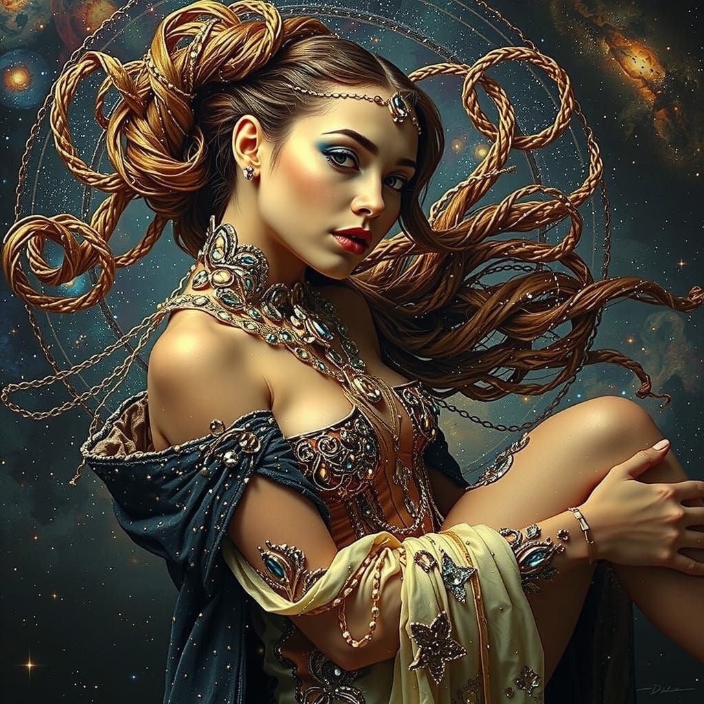 Cosmic Stardust Figure in Hyperrealistic Style