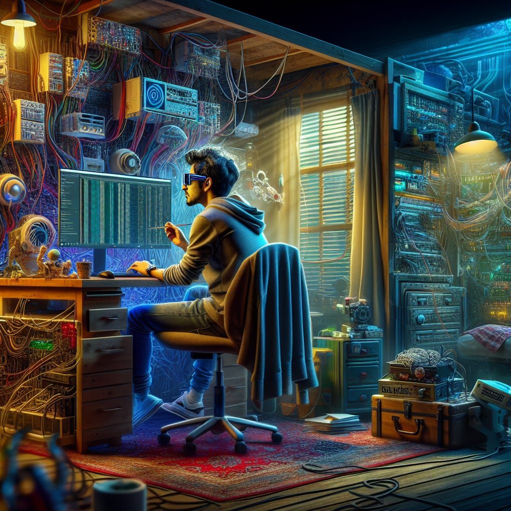 Slacker nerd listening to radio, or just doing.. stuff