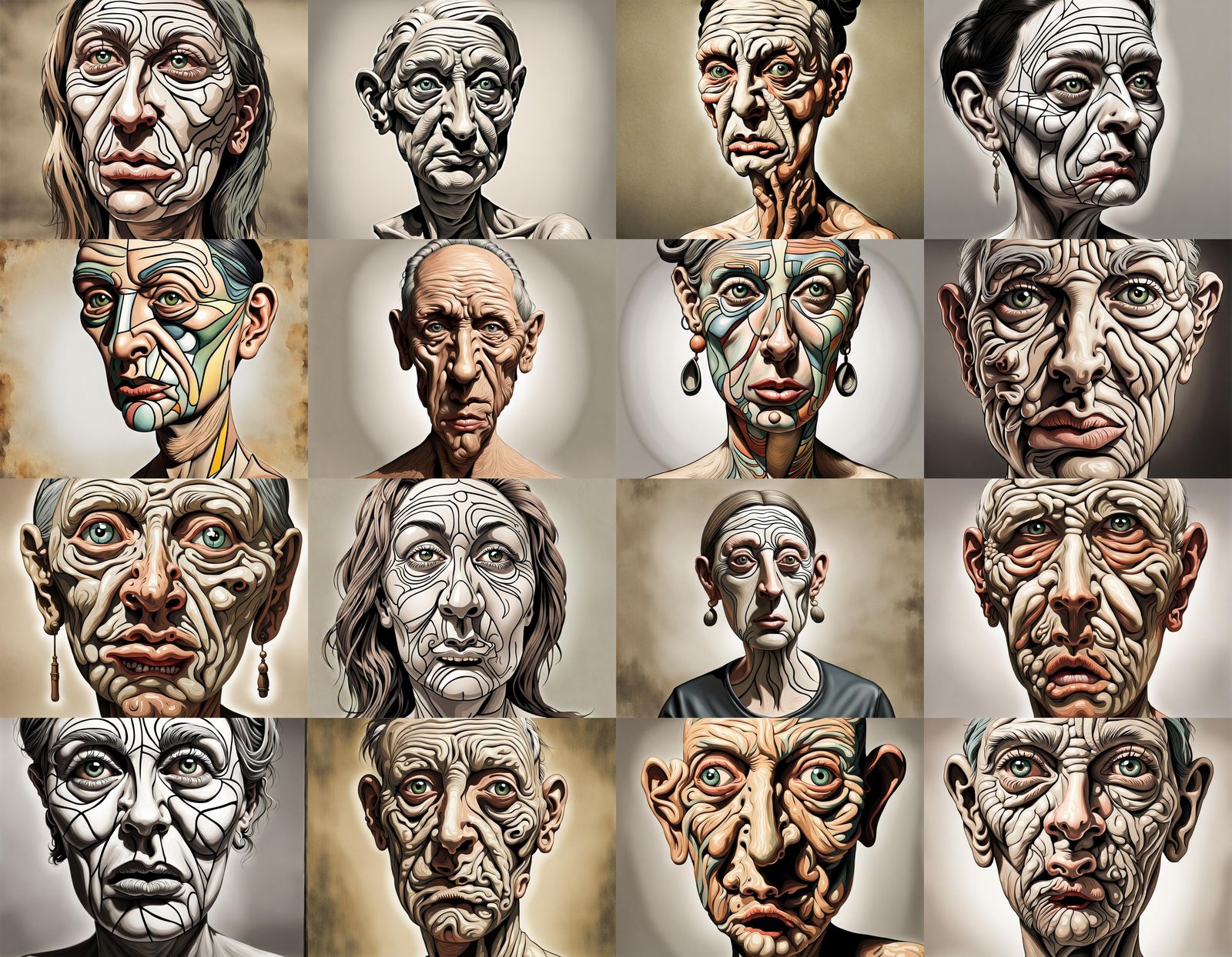 Grotesque Picasso-esque Face in Ultra-Realistic Detail