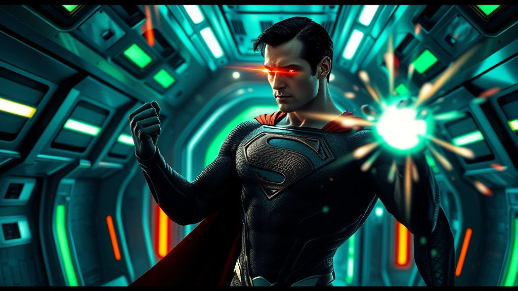 Superman Battles Nebula in Sci-Fi Spaceship