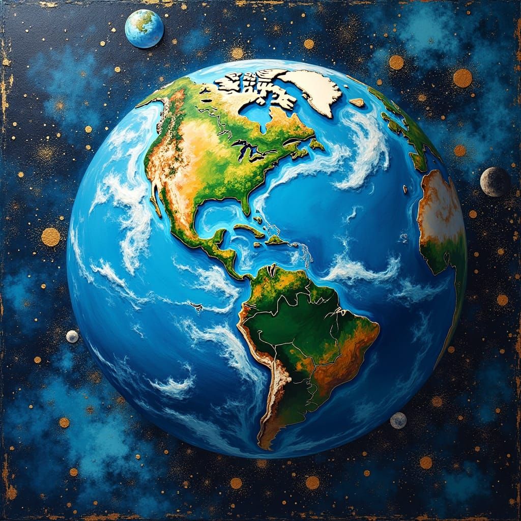 Abstract Earth View in Art Nouveau Style