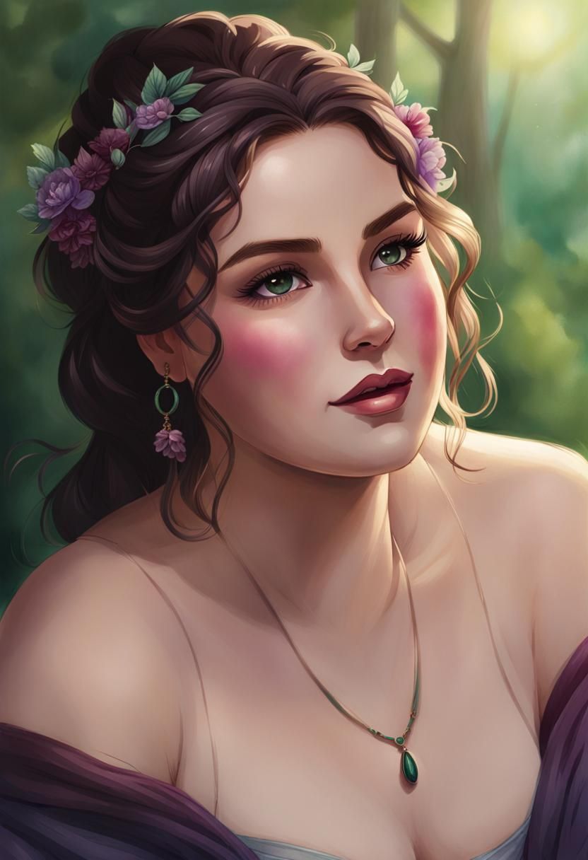 Ethereal Watercolor Portrait of a Woman in Forest