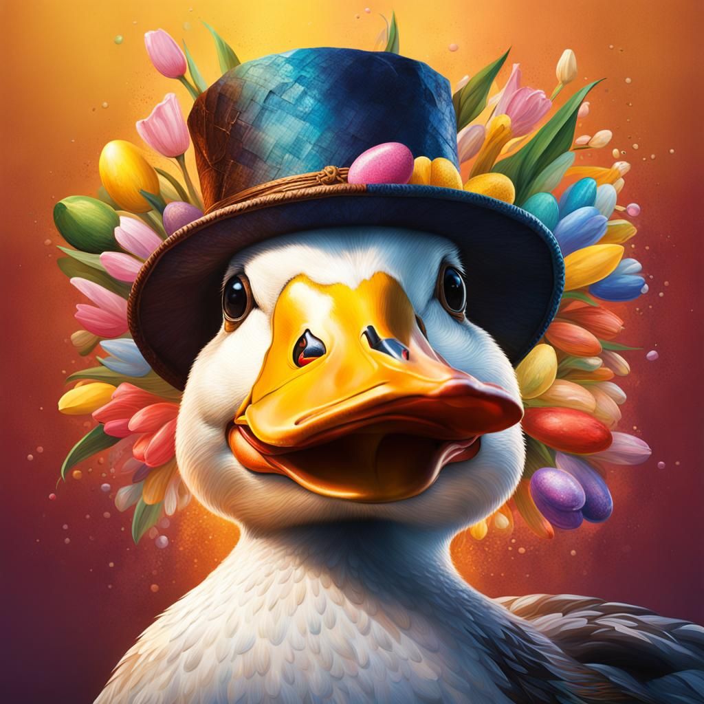 Slovak Easter Duck in Hyperrealistic Splash Art Style